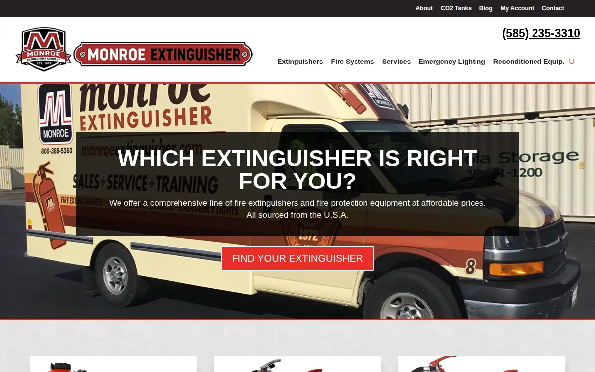 Homepage of Monroe Extinguisher Company INC.