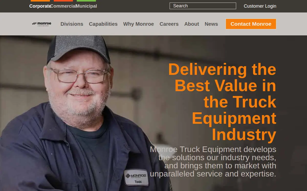 Homepage of Monroe Truck Equipment, INC.