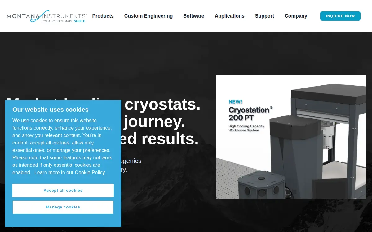 Homepage of Montana Instruments Corporation