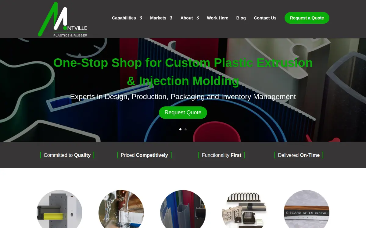 Homepage of Montville Plastics LLC