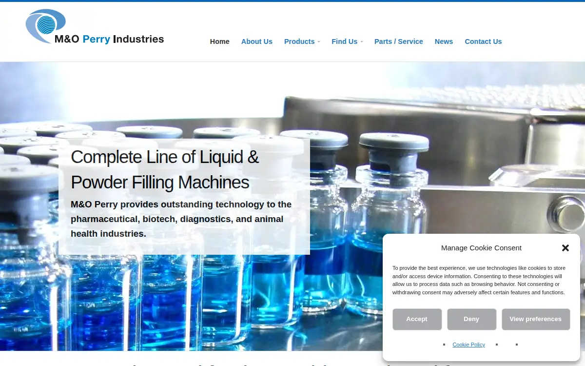 Homepage of M & O Perry Industries, INC.
