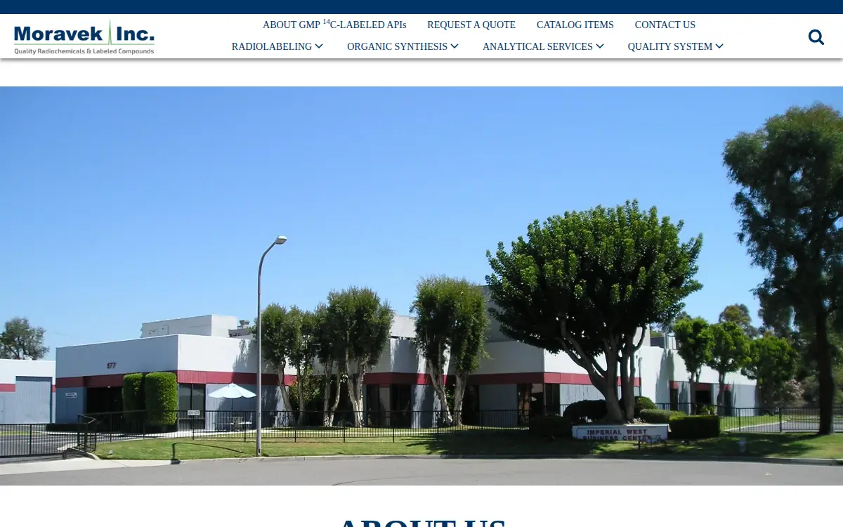 Homepage of Moravek Biochemicals, INC