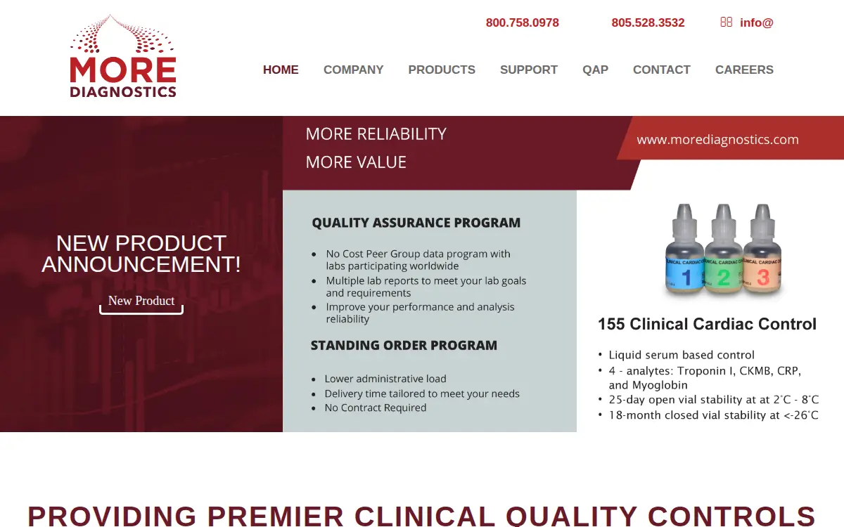 Homepage of More Diagnostics INC