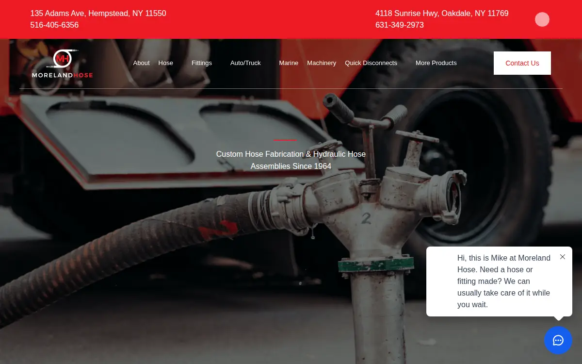 Homepage of Moreland Hose & Belting CORP