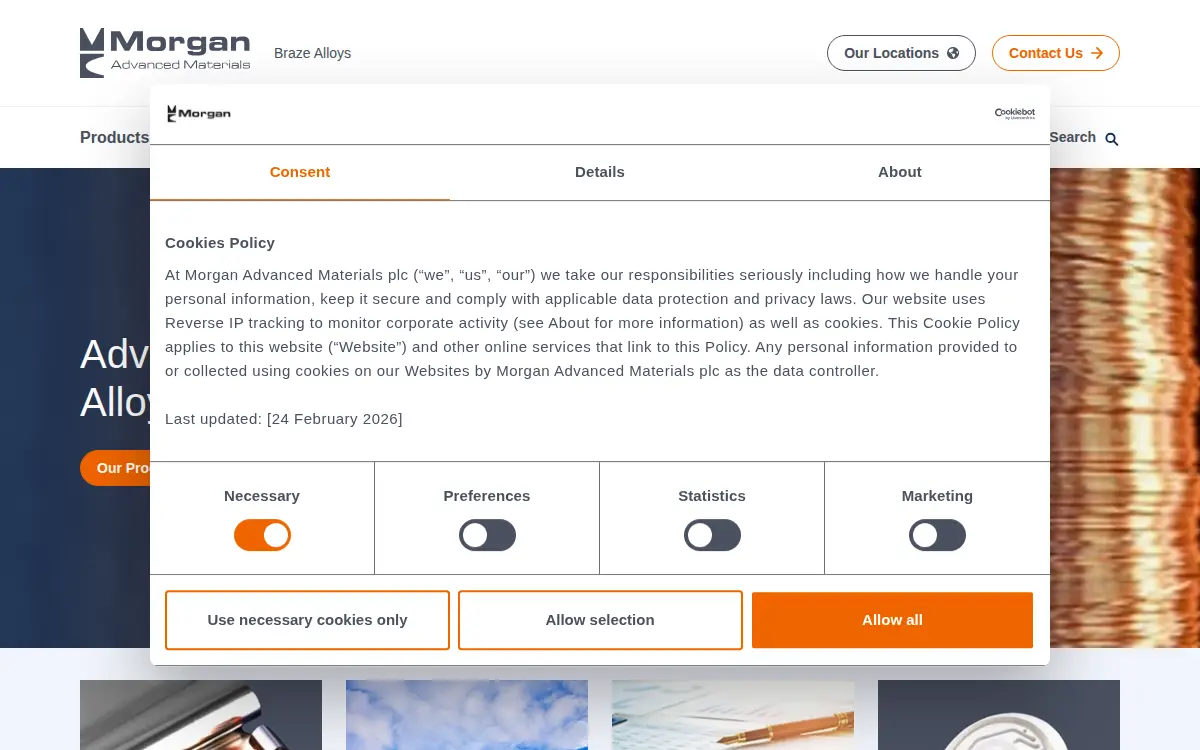 Homepage of Morgan Advanced Ceramics, INC.