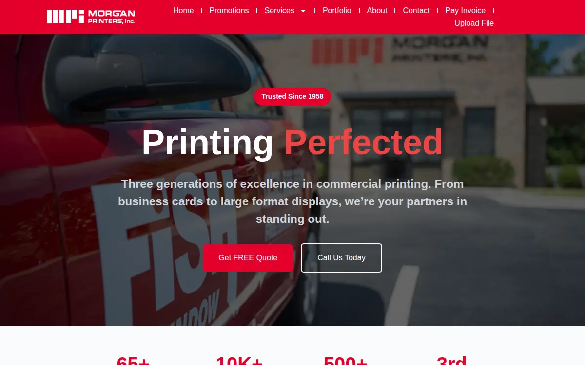 Homepage of Morgan Printers INC.