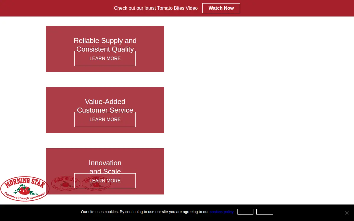 Homepage of Morning Star Packing Company, L.p., the