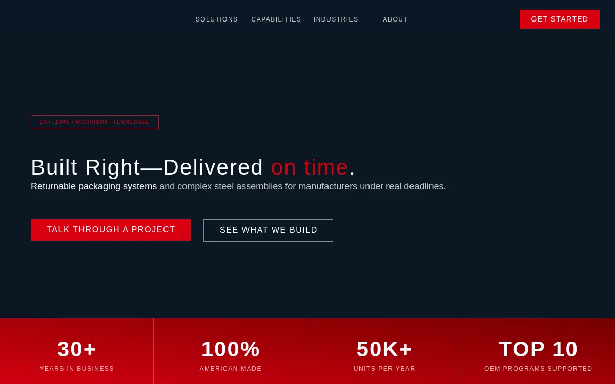 Homepage of Morrison Industries LLC
