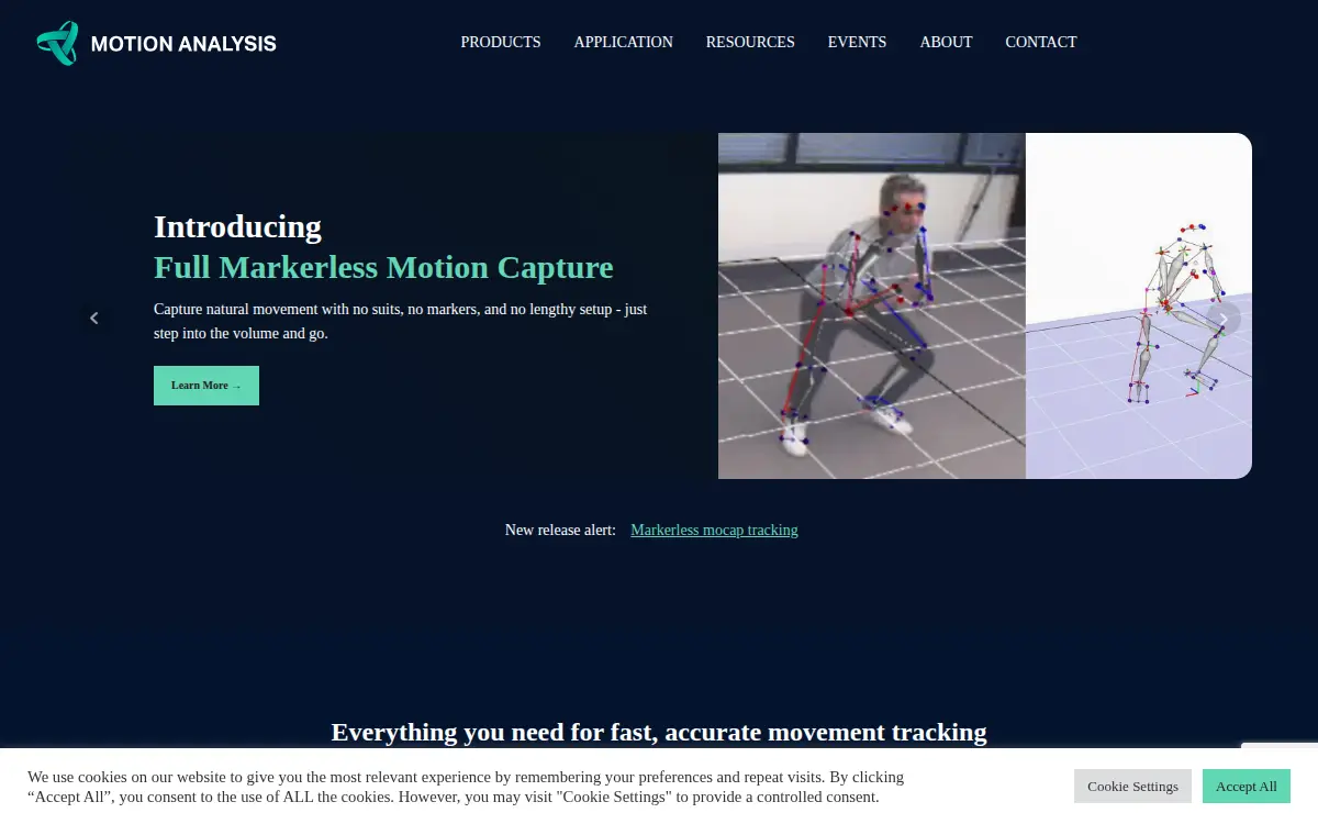 Homepage of Motion Analysis Corporation