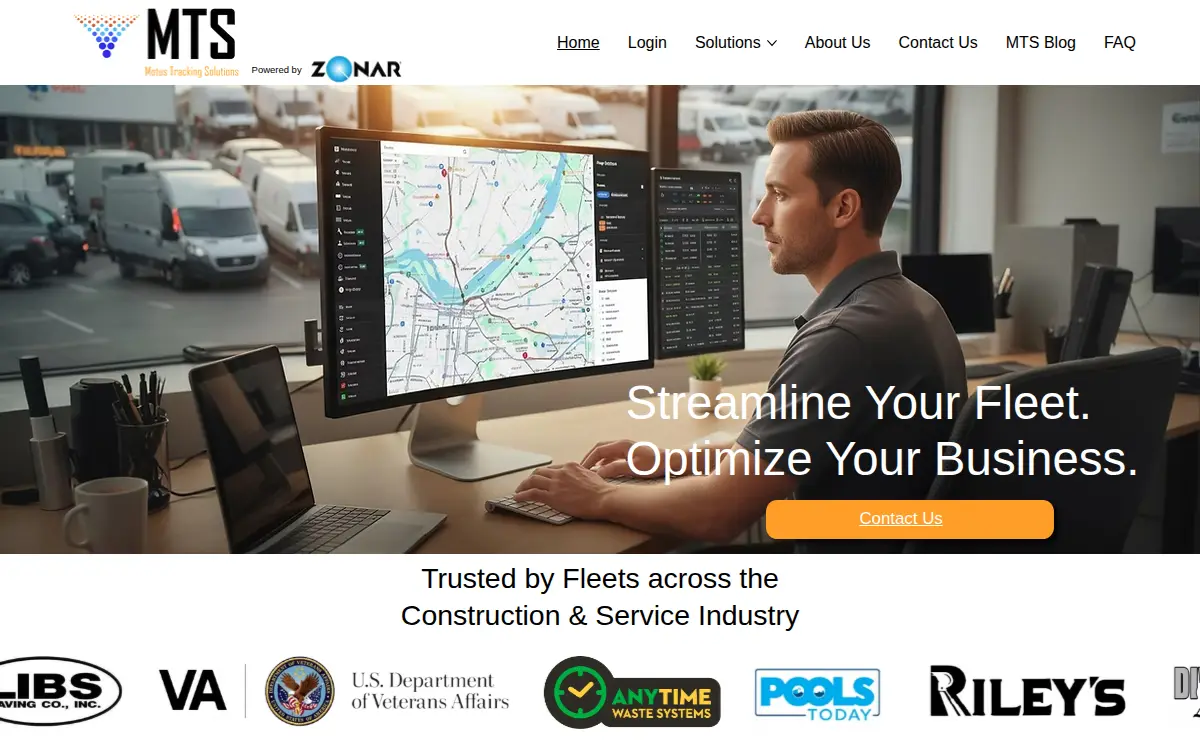 Homepage of Motus Tracking Solutions, LLC