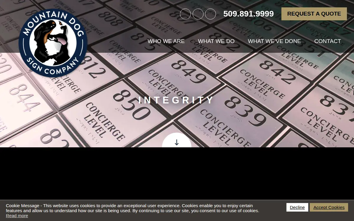 Homepage of Mountain Dog Sign Company, INC.