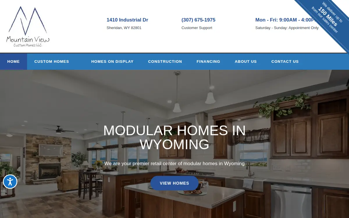Homepage of Mountain View Custom Homes, LLC