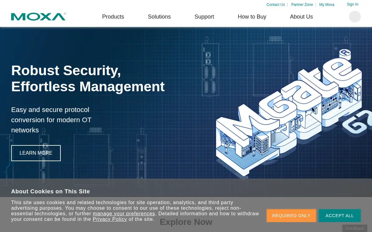 Homepage of Moxa Americas INC.