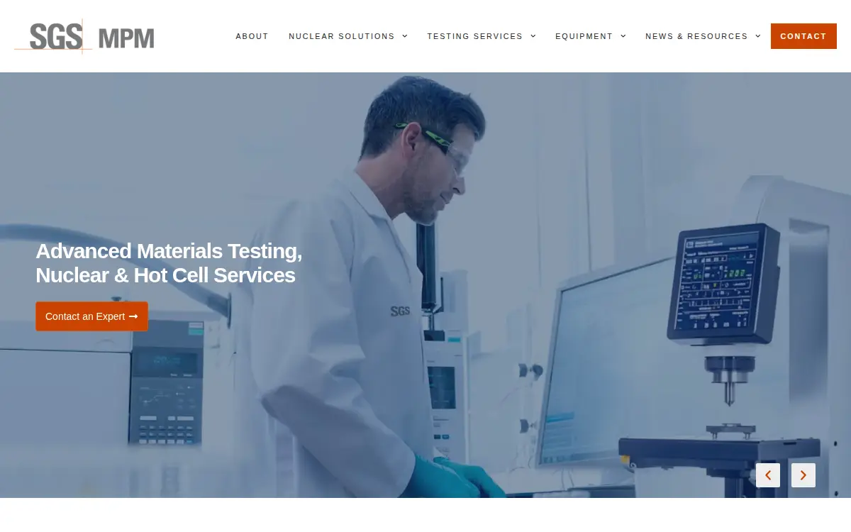 Homepage of Mp Machinery & Testing LLC
