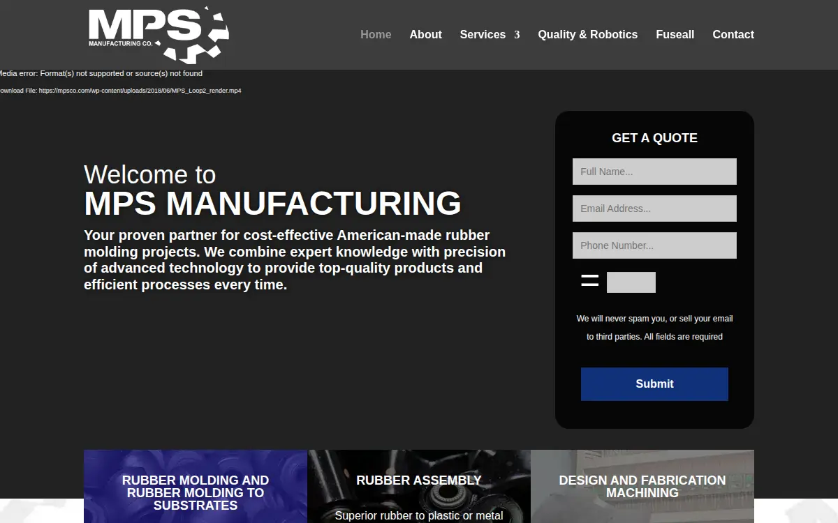 Homepage of Mps Manufacturing Company, LLC