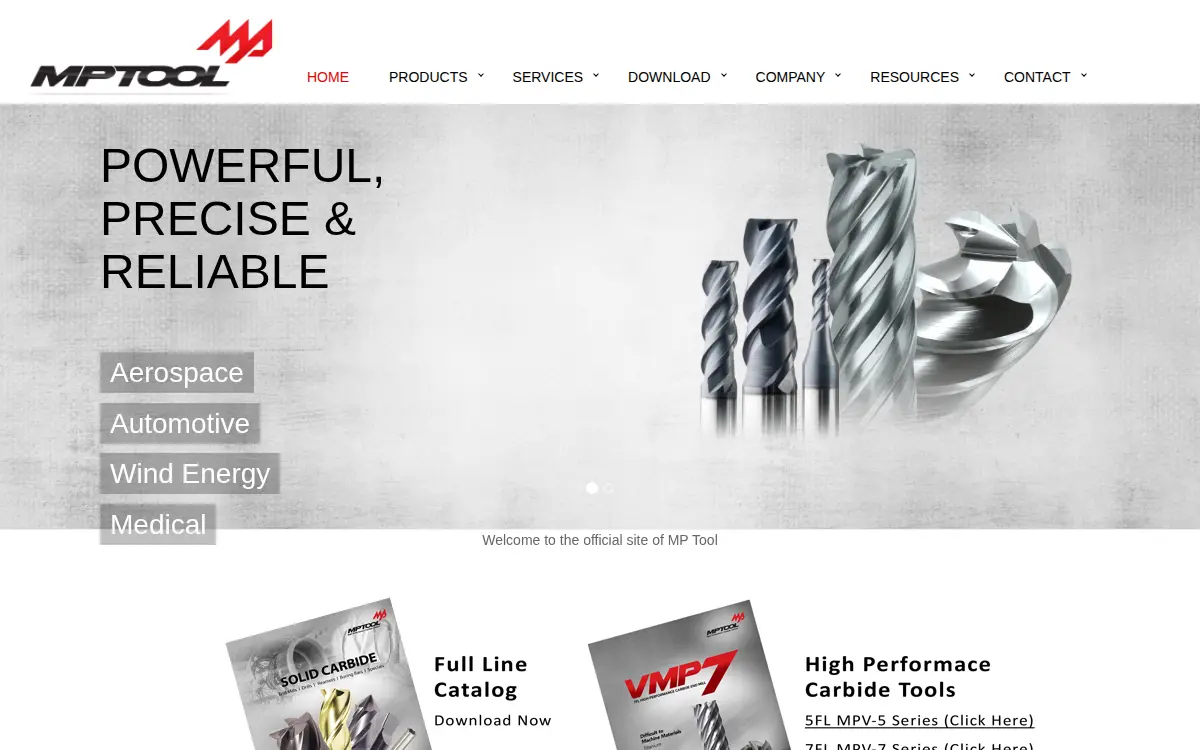 Homepage of M.p. Tool, INC