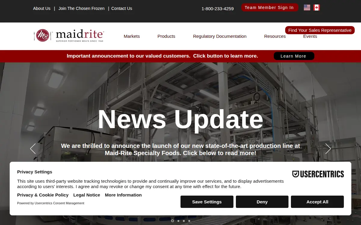 Homepage of Maid Rite Specialty Foods INC