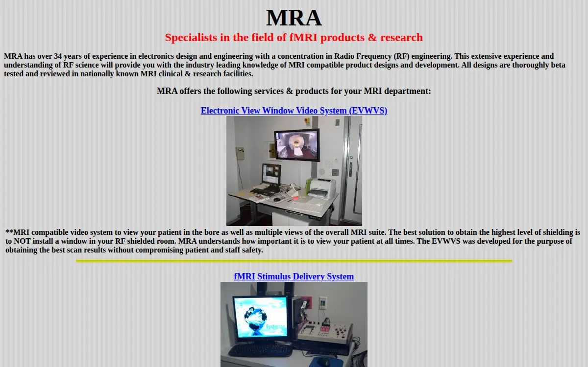 Homepage of Mra INC