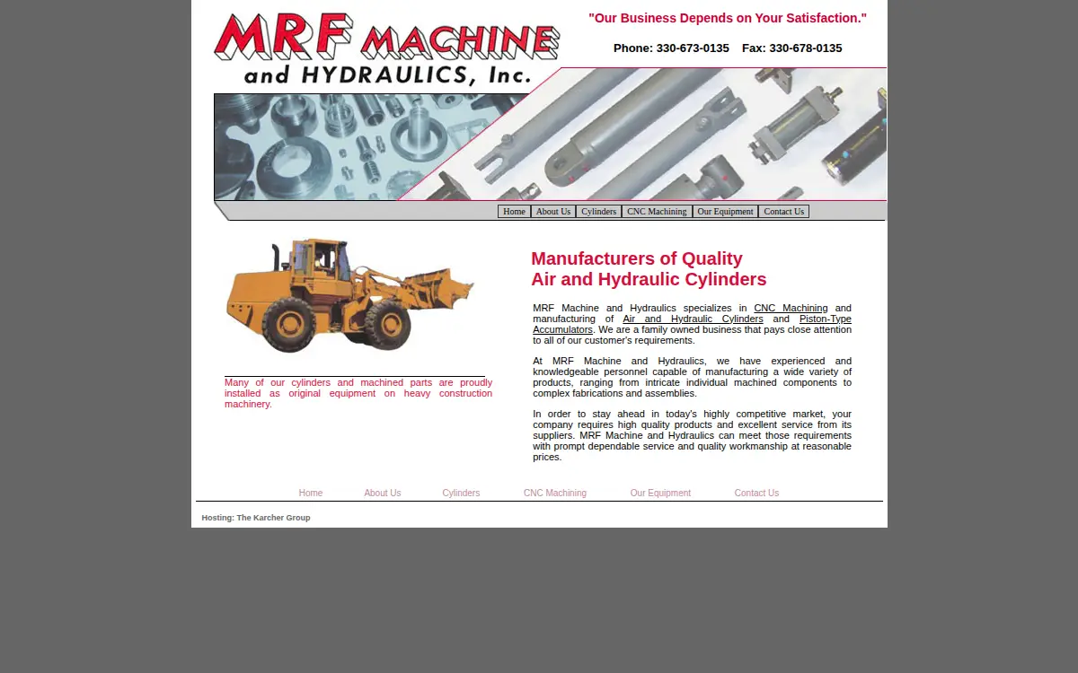 Homepage of Mrf Machine & Hydraulics, INC