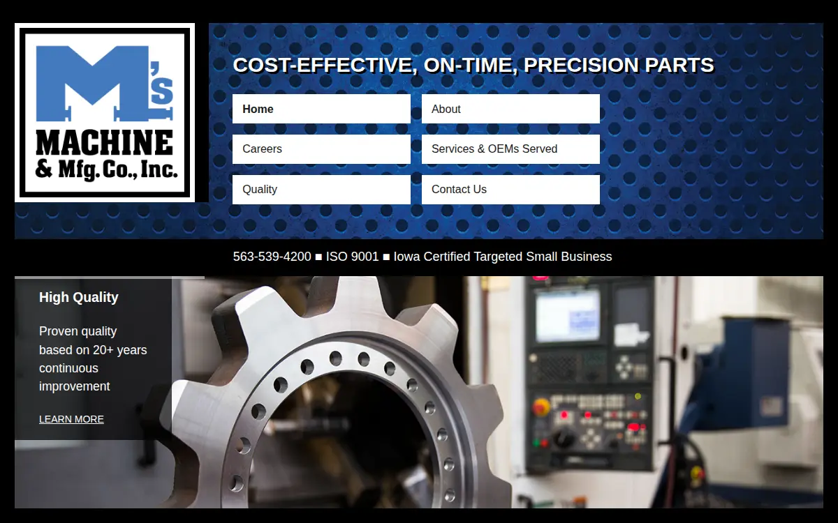 Homepage of M's Machine & Manufacturing Company, INC.
