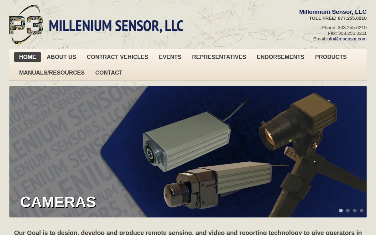 Homepage of Millennium Sensor LLC