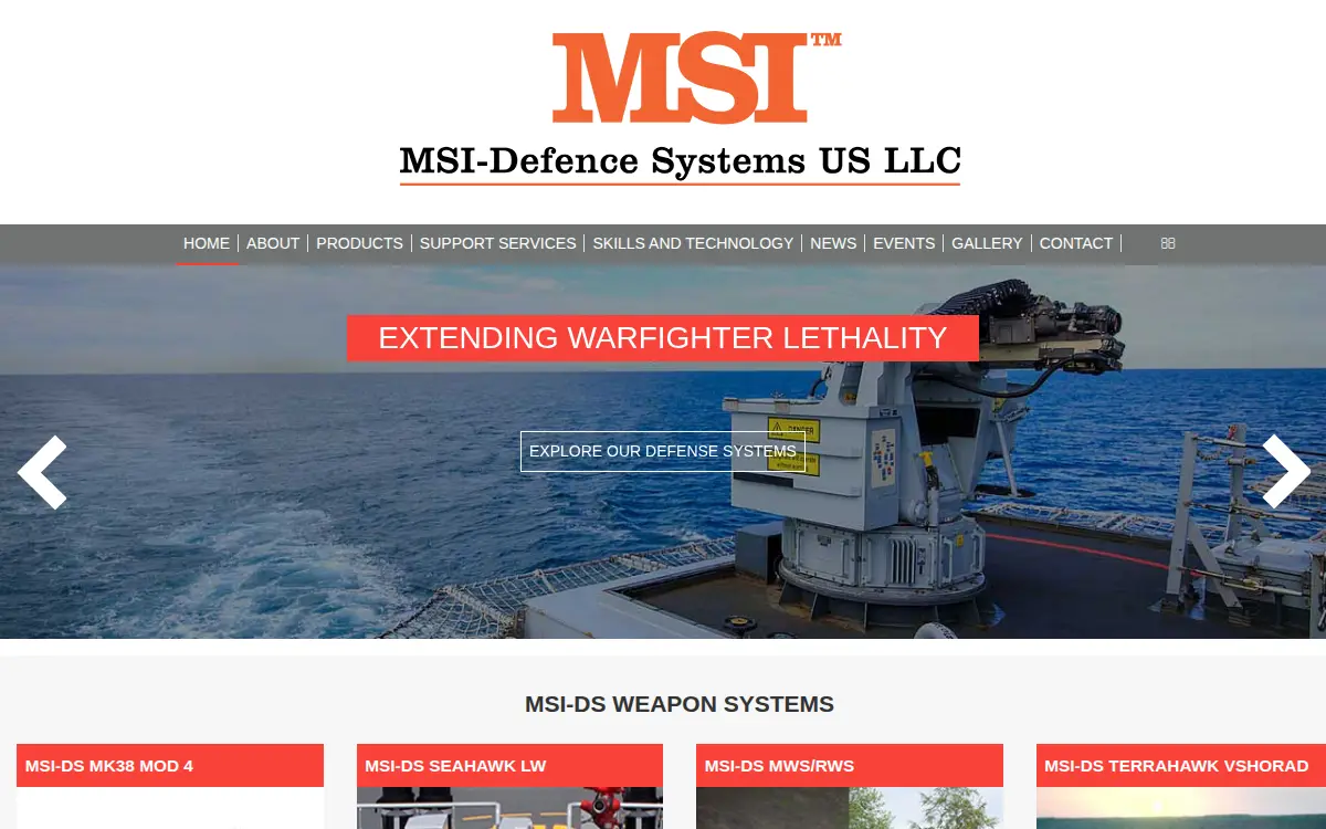 Homepage of Msi-defence Systems Us, LLC