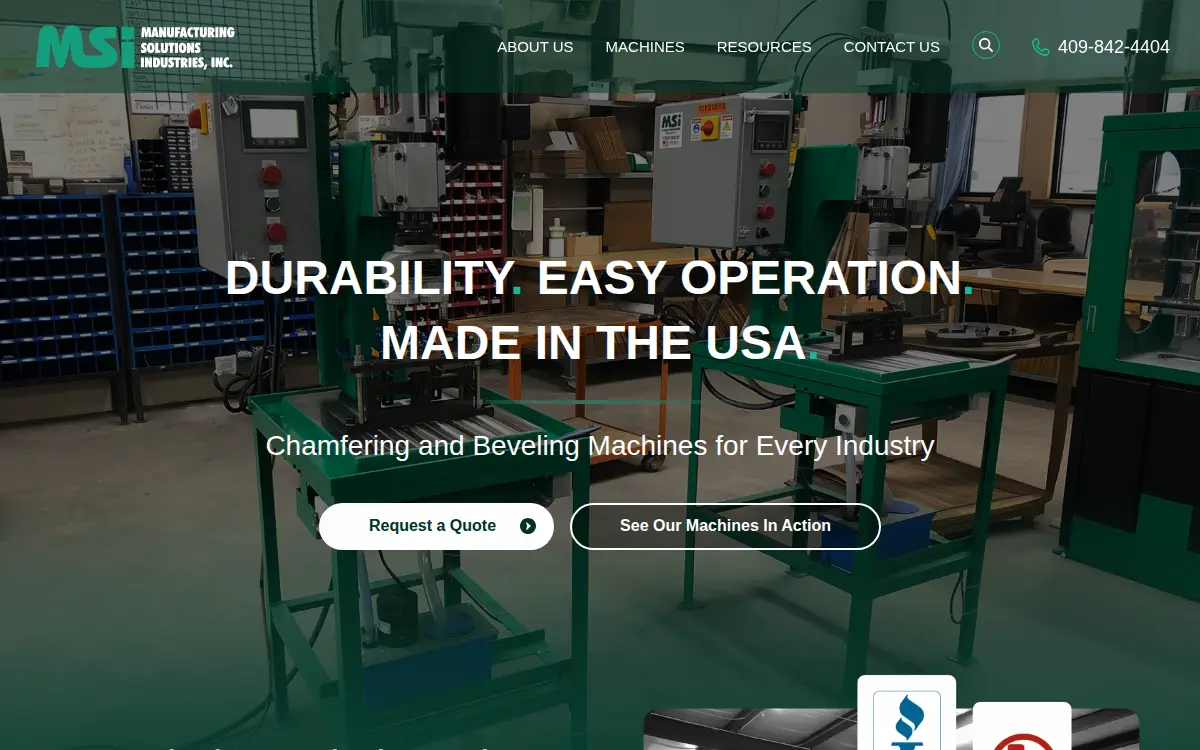 Homepage of Manufacturing Solutions Industries, INC