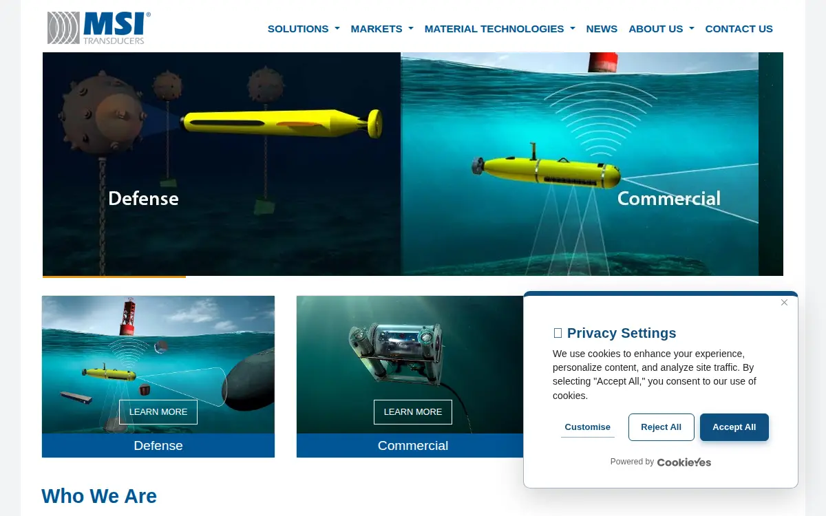 Homepage of Msi Transducers CORP.
