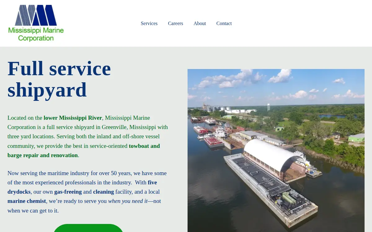 Homepage of Mississippi Marine Corporation