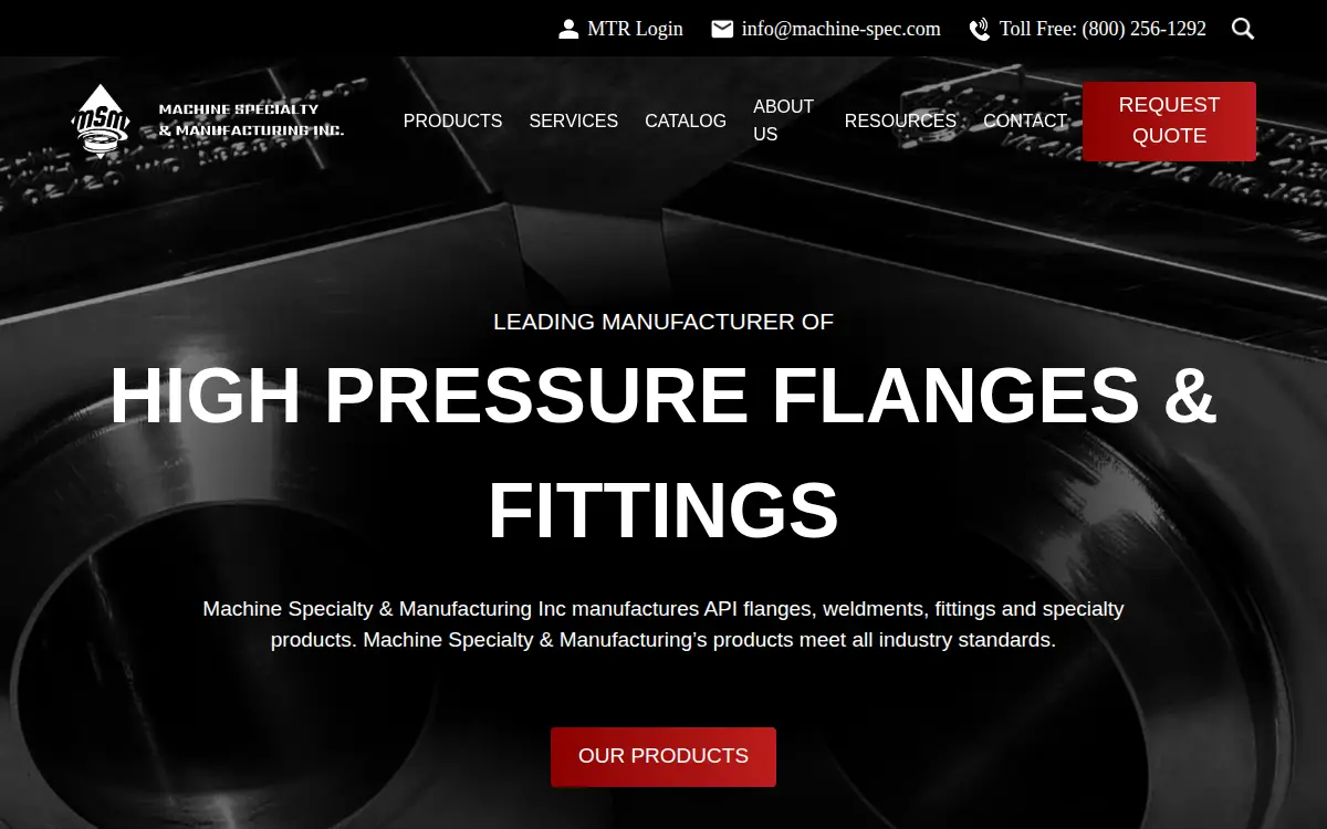 Homepage of Machine Specialty & Manufacturing, INC