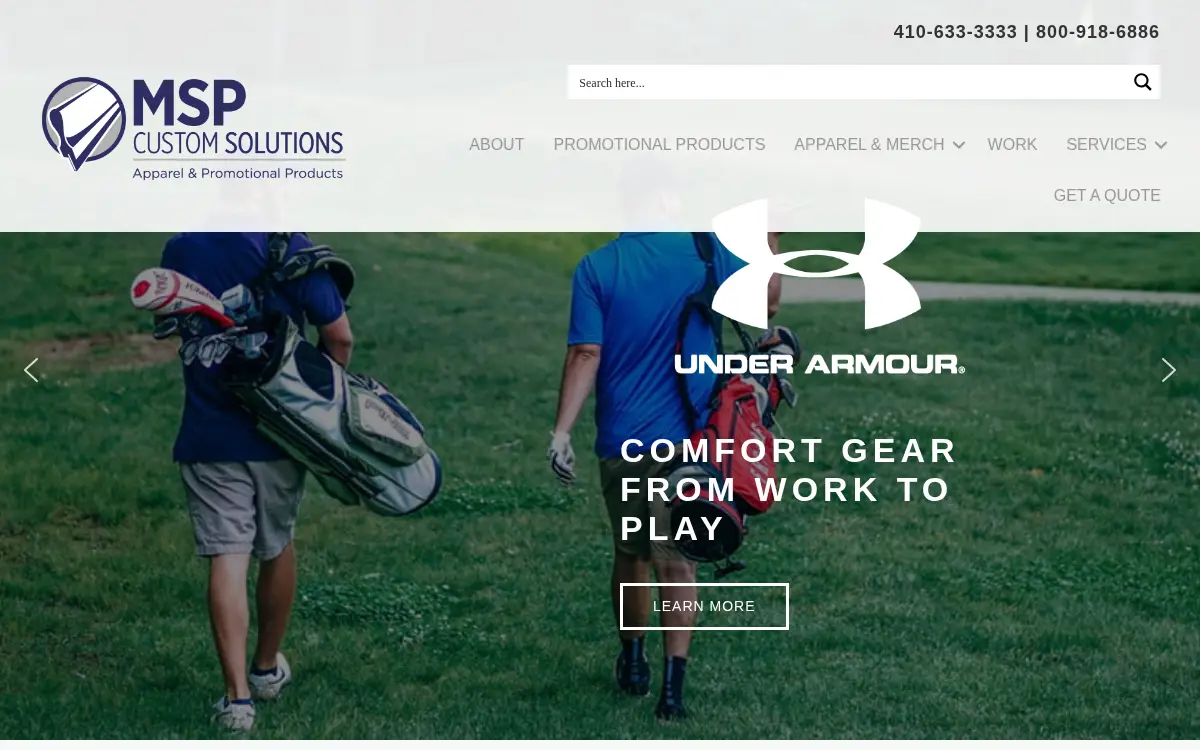 Homepage of Maryland Screen Printers, INC.