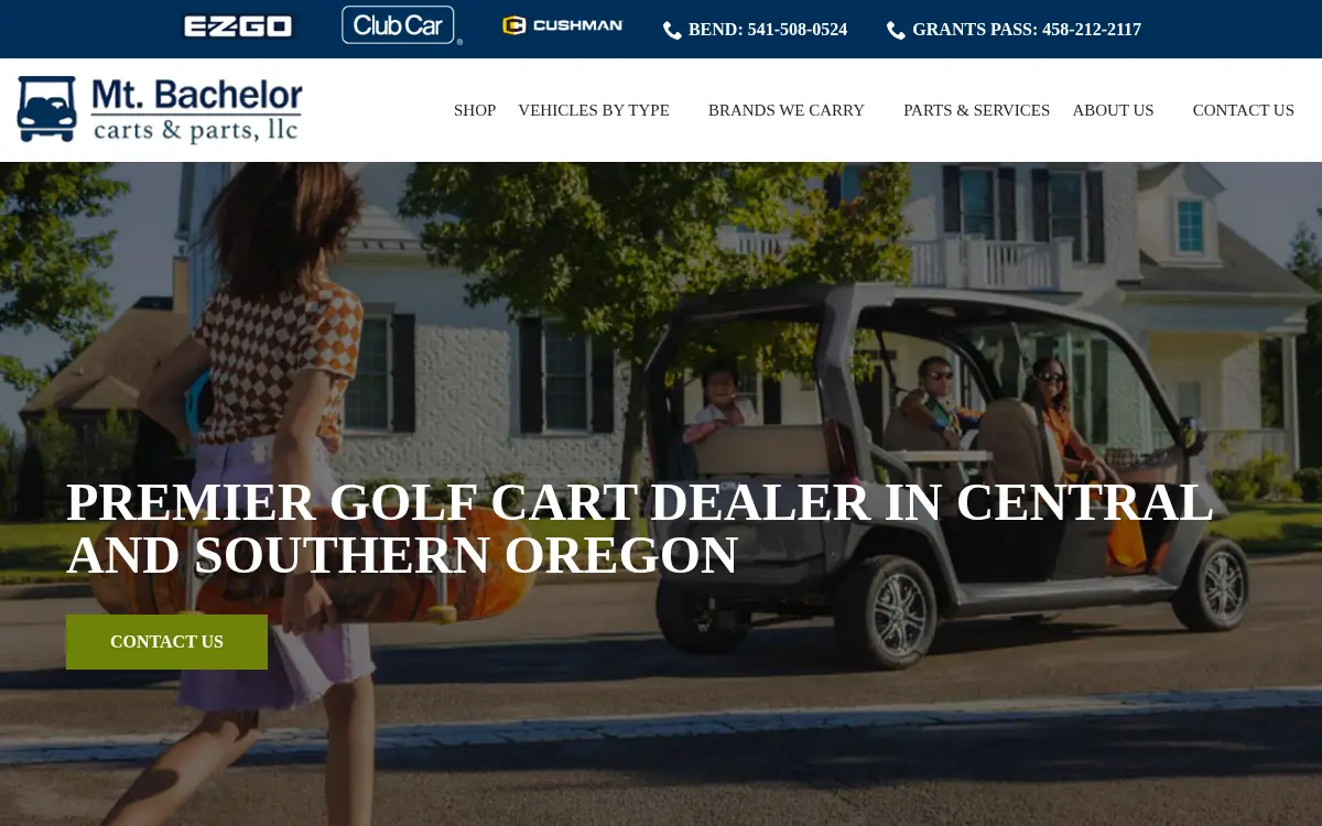 Homepage of Mt. Bachelor Carts and Parts, LLC