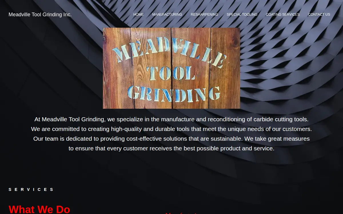 Homepage of Meadville Tool Grinding, INC