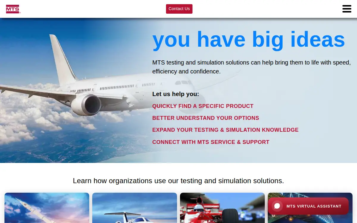 Homepage of Mts Systems Corporation