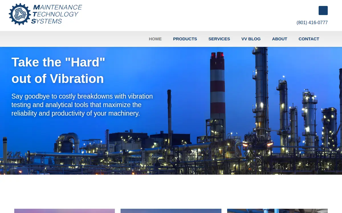 Homepage of Maintenance Technology Systems, LLC