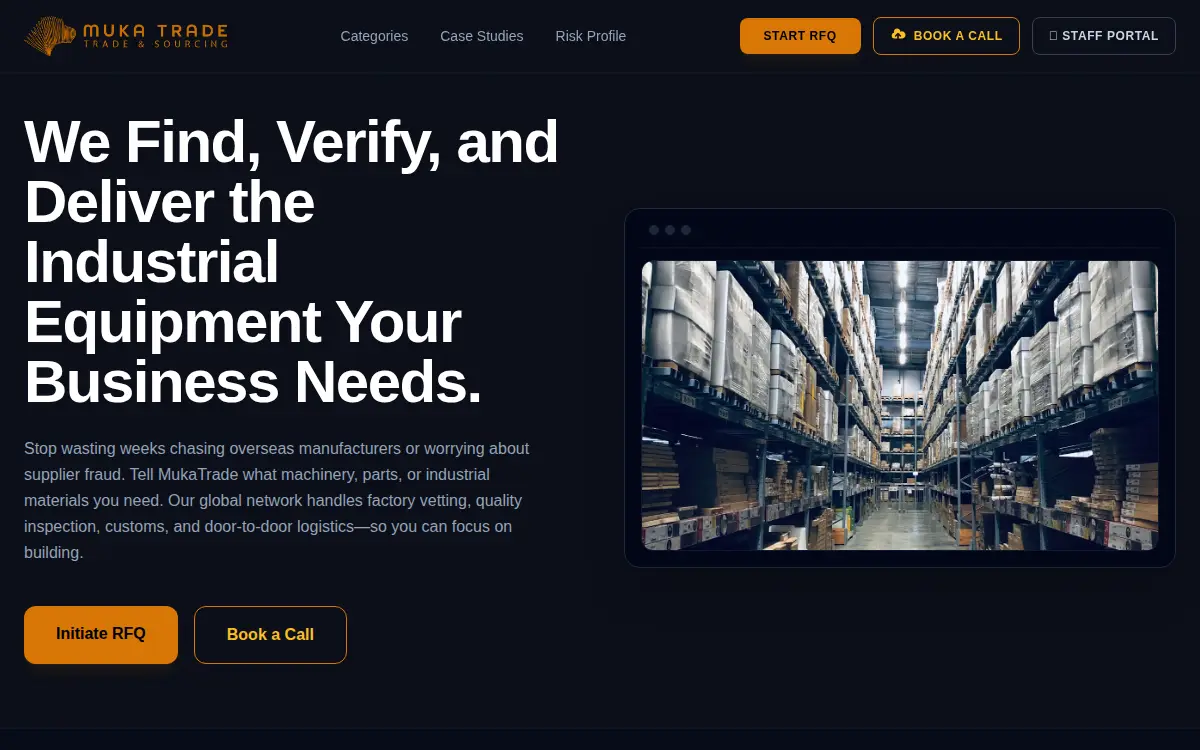 Homepage of Muka Trade LLC