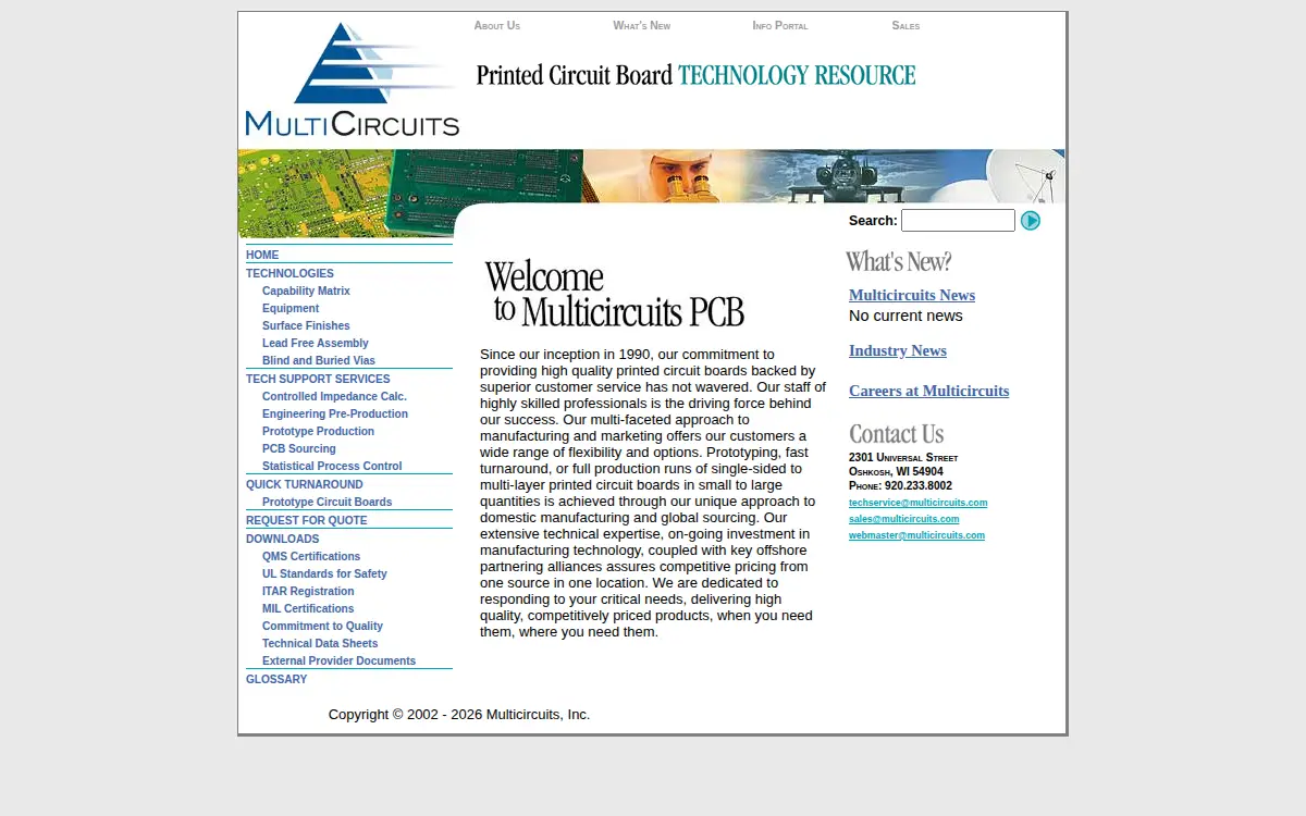 Homepage of Multicircuits, INC.