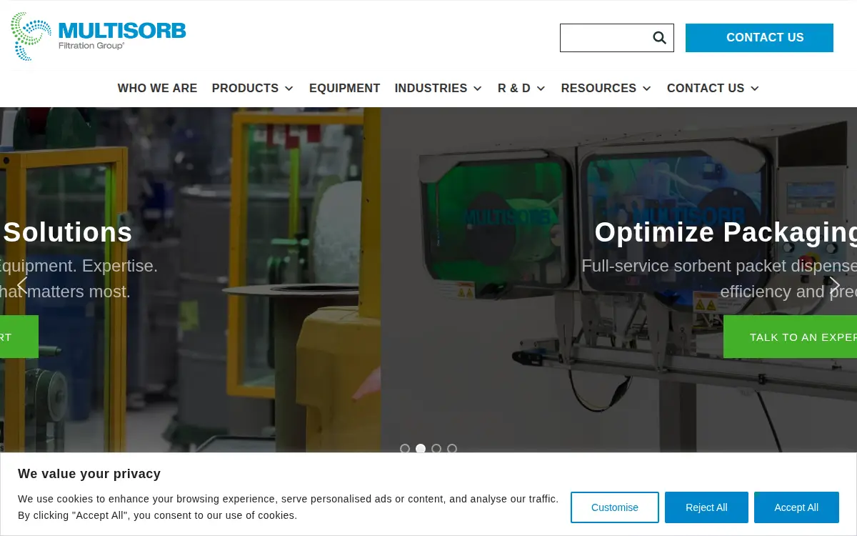 Homepage of Multisorb Technologies, INC.