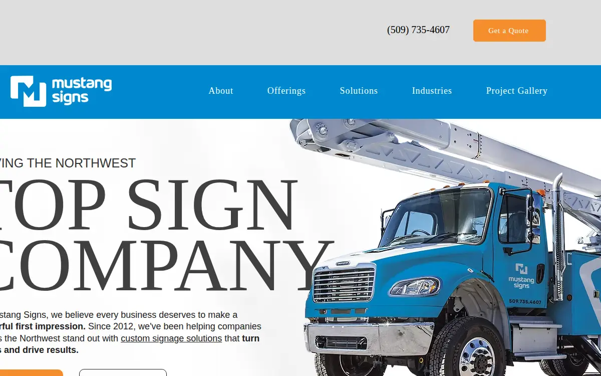 Homepage of Mustang Signs LLC