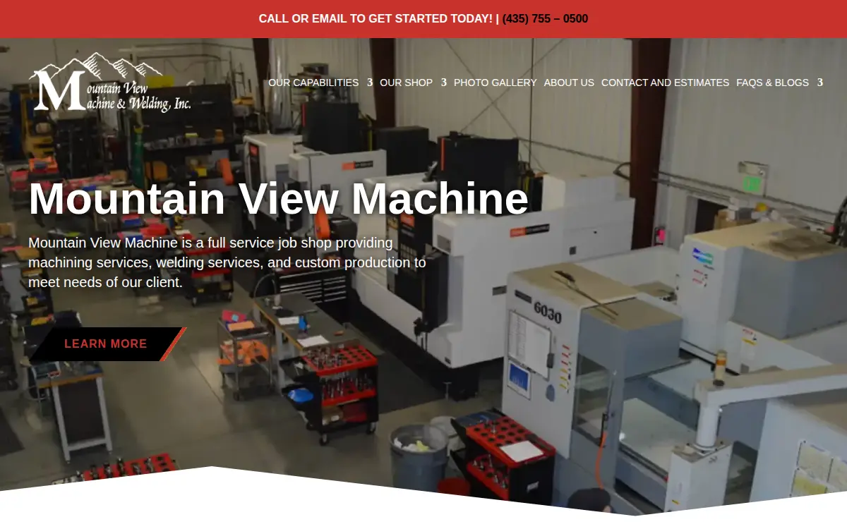 Homepage of Mountain View Machine & Welding, INC