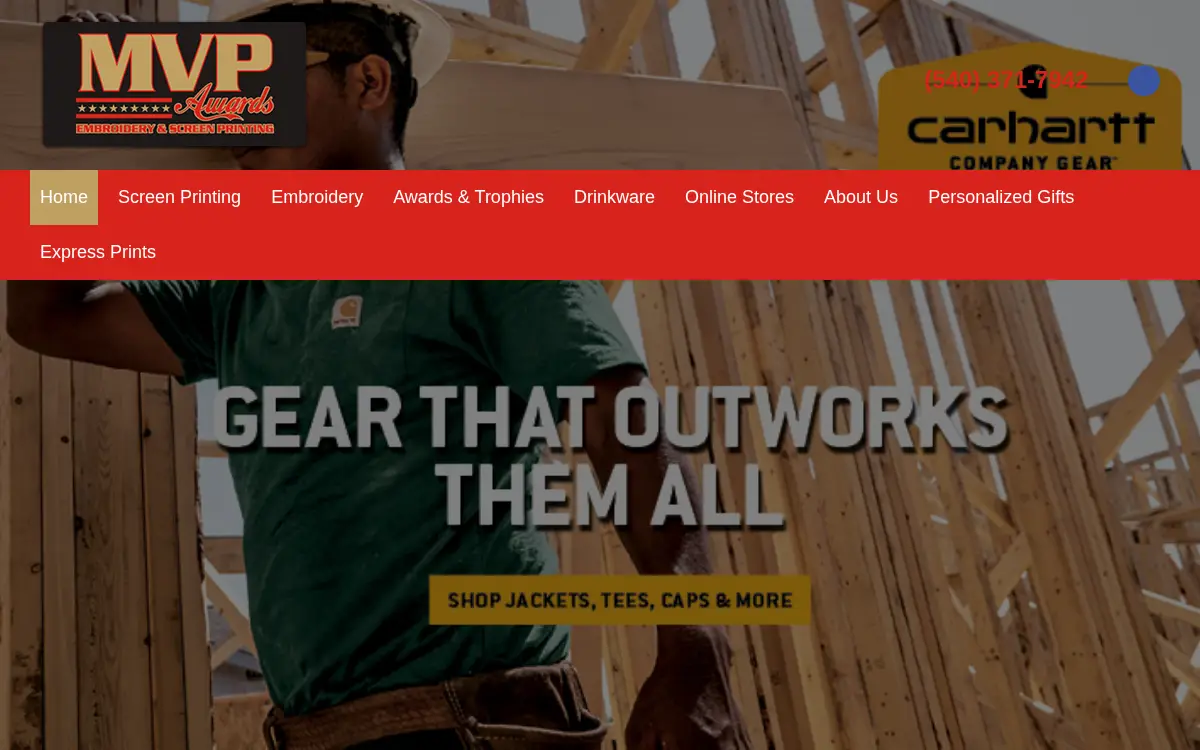 Homepage of Mvp Awards and Trophy Center, INC.