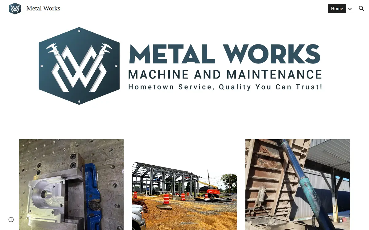 Homepage of Metal Works Machine and Maintenance, LLC