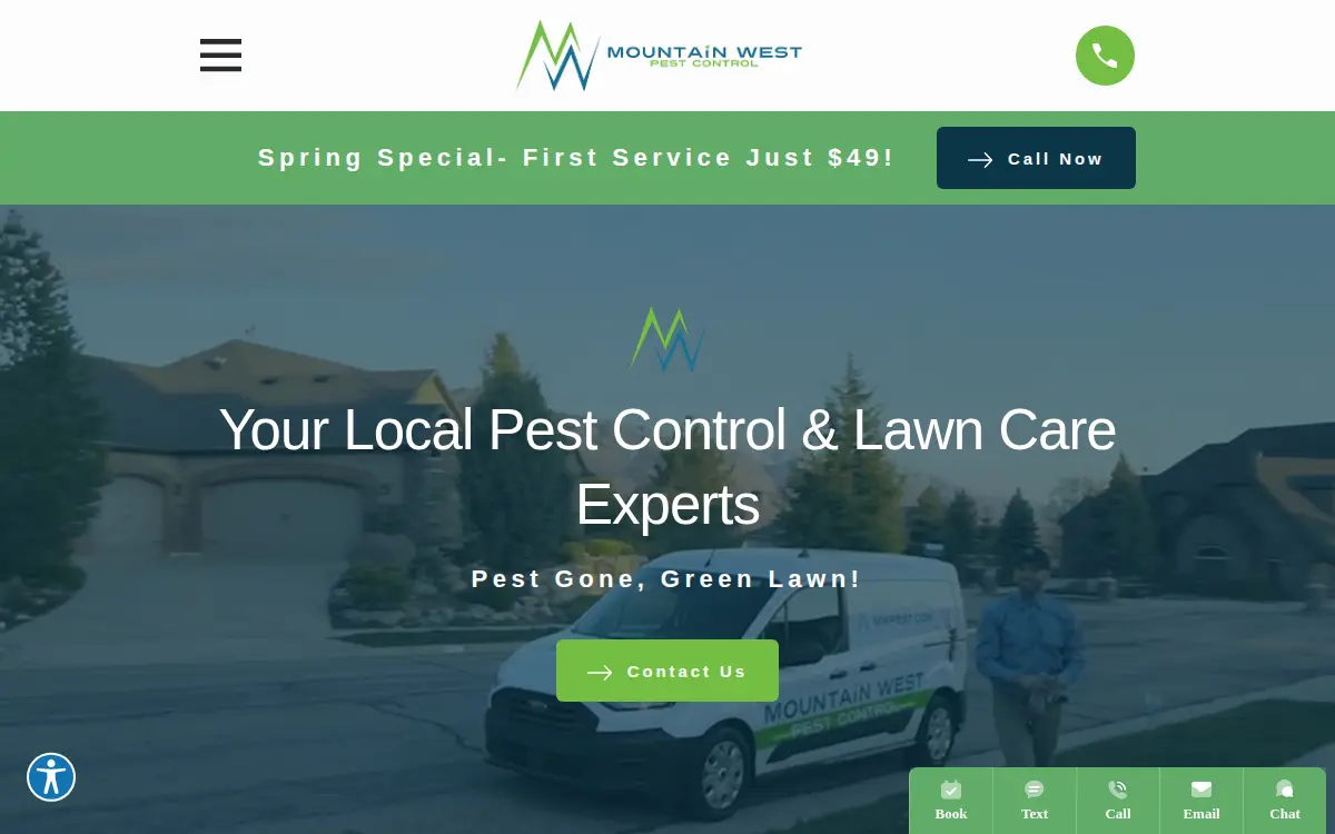 Homepage of Mountain West Pest, LLC