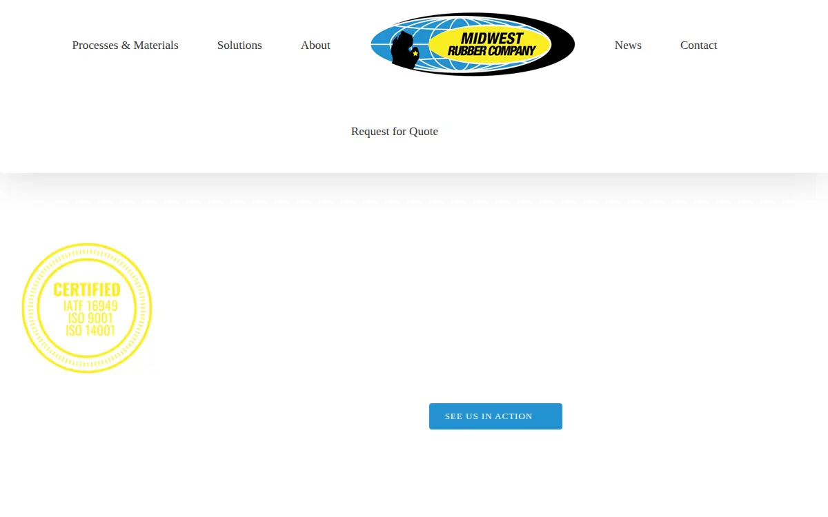 Homepage of Midwest Rubber Company