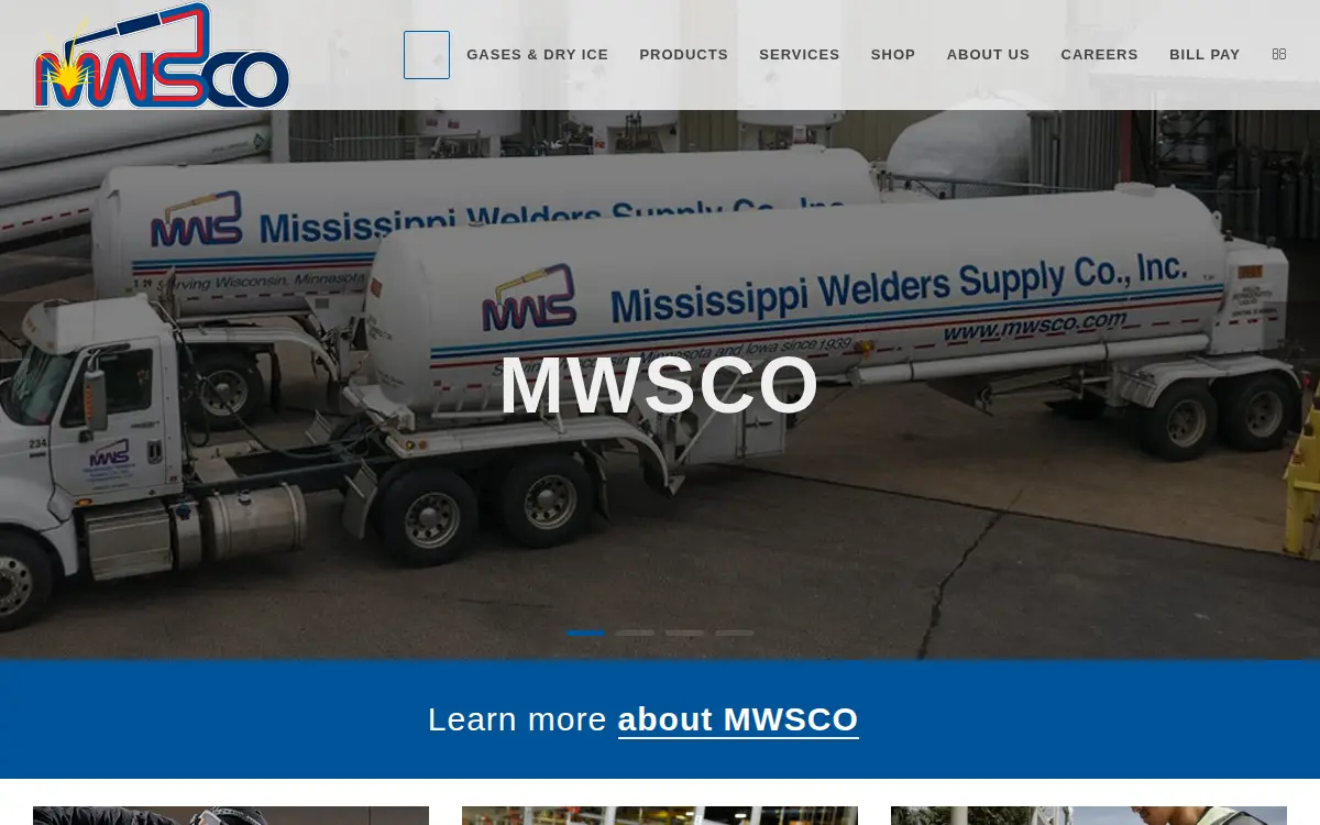 Homepage of Mississippi Welders Supply Company, INC.