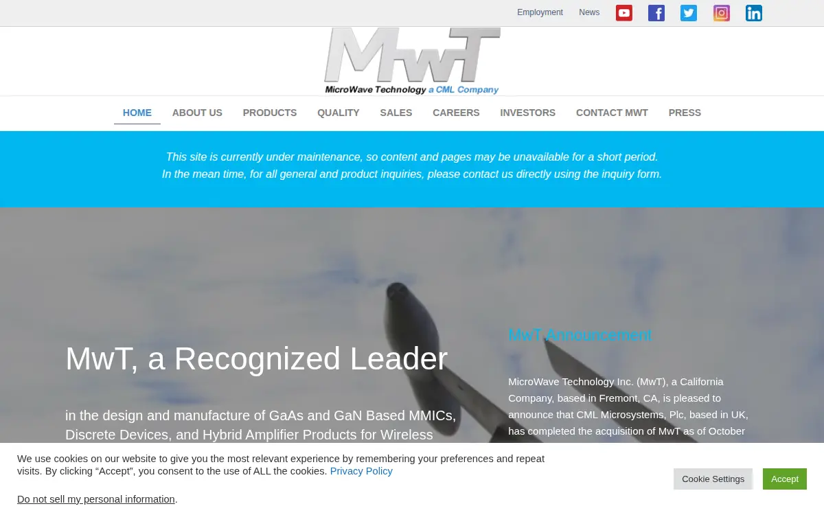 Homepage of Microwave Technology INC