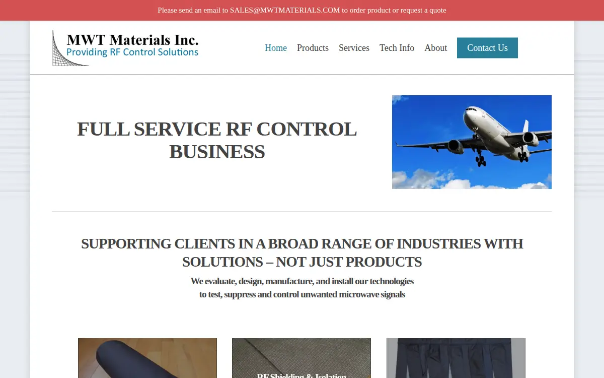 Homepage of Mwt Materials INC.
