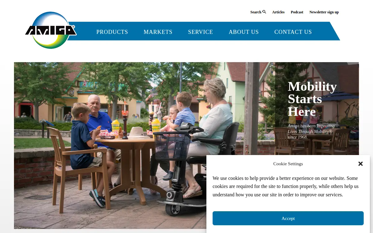 Homepage of Amigo Mobility International INC
