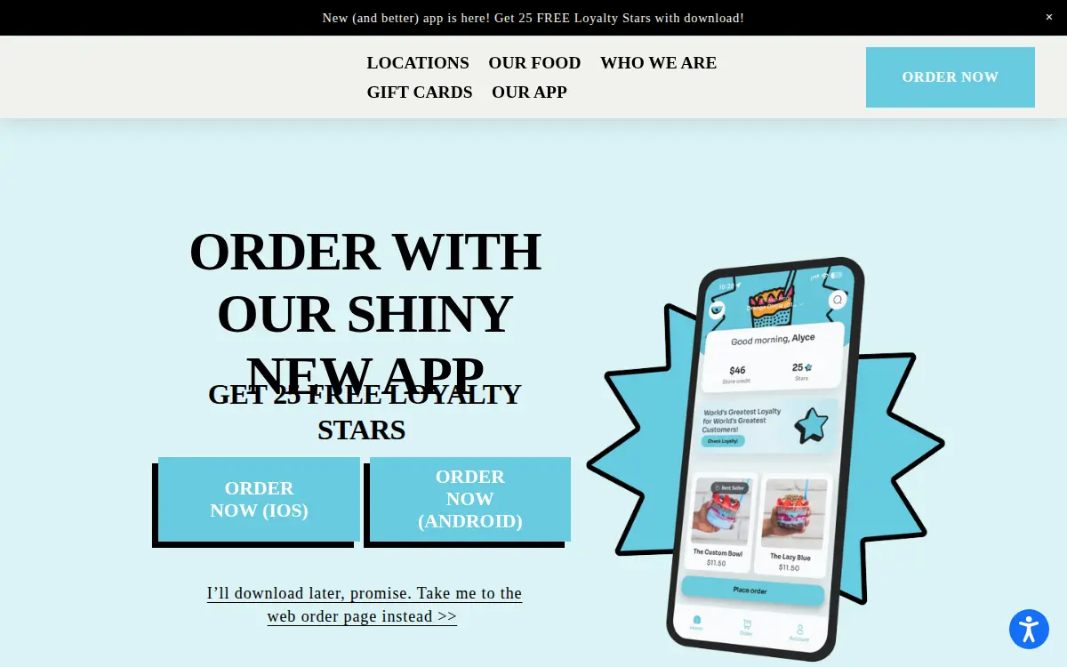 Homepage of Blue Bowl Superfoods LLC