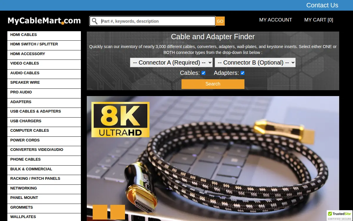 Homepage of My Cable Mart, LLC